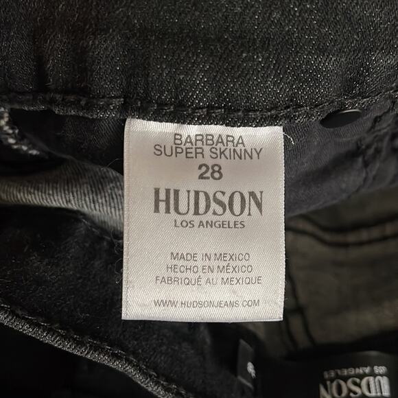 HUDSON / Barbara Track Stripe black skinny jeans in Dark Raven / 28 - Picture 7 of 10